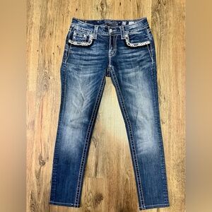 Miss Me Low Rise Dark Blue Signature Skinny Jeans Size 27
